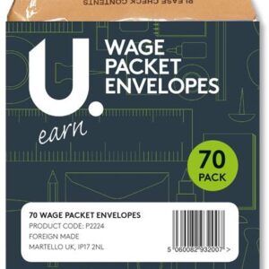 Wage Packet Salary Cash Envelopes Brown Envelopes 70 Pack P2224 (Parcel Rate)