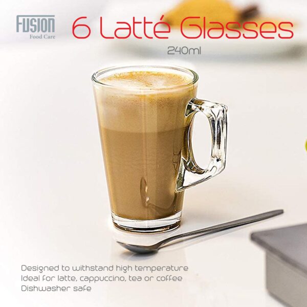 Set Of 6 Latte Glasses 240ml  Dishwasher Safe 4944 (Parcel Rate) - Image 5