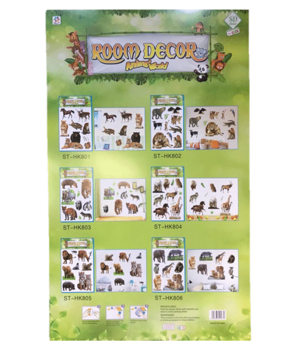 Room Décor Large Wall Stickers Animals / Dinosaurs Assorted Designs 6611 (Parcel Rate) - Image 2
