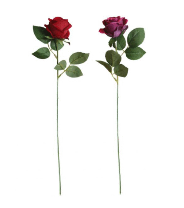 Plastic Artificial Fake Roses Flowers Single Stem Velvet Petals 50 cm Assorted Colours 7105 (Parcel Rate) - Image 2