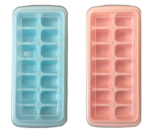 Plastic Freezer Ice Cube Tray Mould with Lid 16 x 11 cm Assorted Colours 7224 (Parcel Rate)