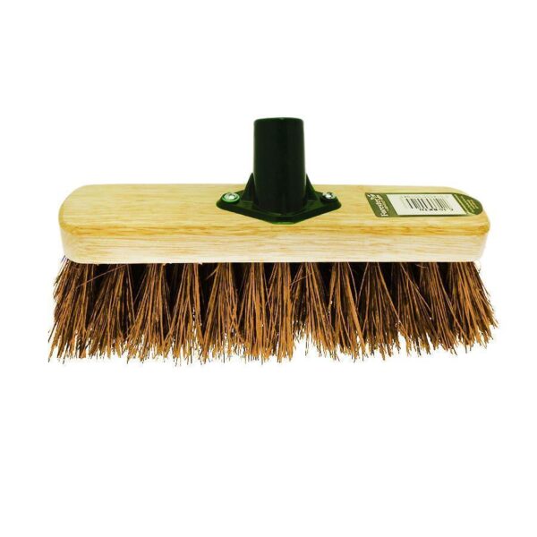 12" Hard Bassine Garden Wooden Broom Brush Head ST1638 (Parcel Rate) - Image 2