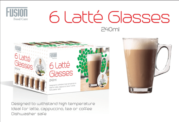 Set Of 6 Latte Glasses 240ml  Dishwasher Safe 4944 (Parcel Rate) - Image 3