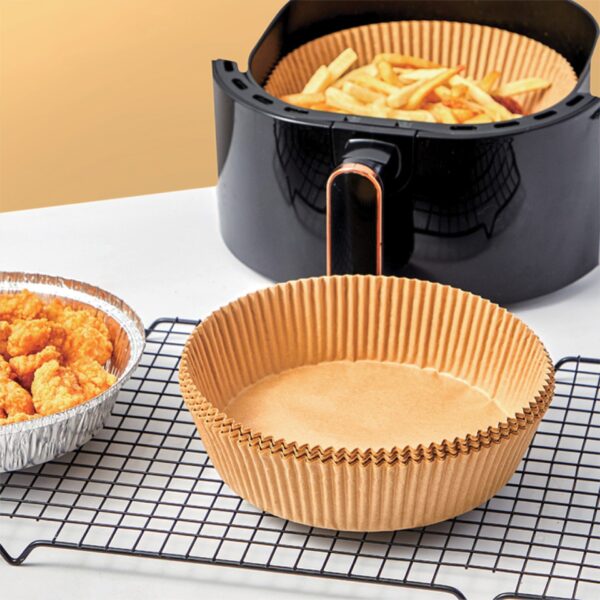 SQ Professional Kitchen Baking Brown Paper Air Fryer Liners Round 16 x 4.5 cm 50pcs 10610 (Parcel Rate) - Image 3