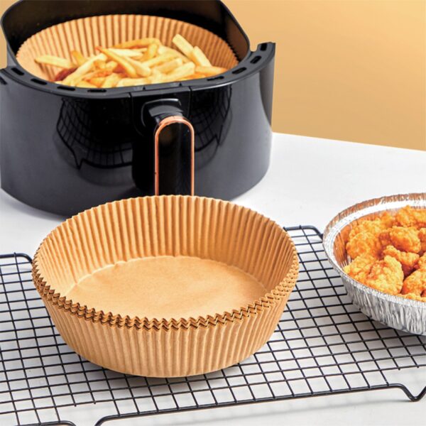 SQ Professional Kitchen Baking Brown Paper Air Fryer Liners Round 20 x 4.5 cm 50pcs 10611 (Parcel Rate) - Image 3