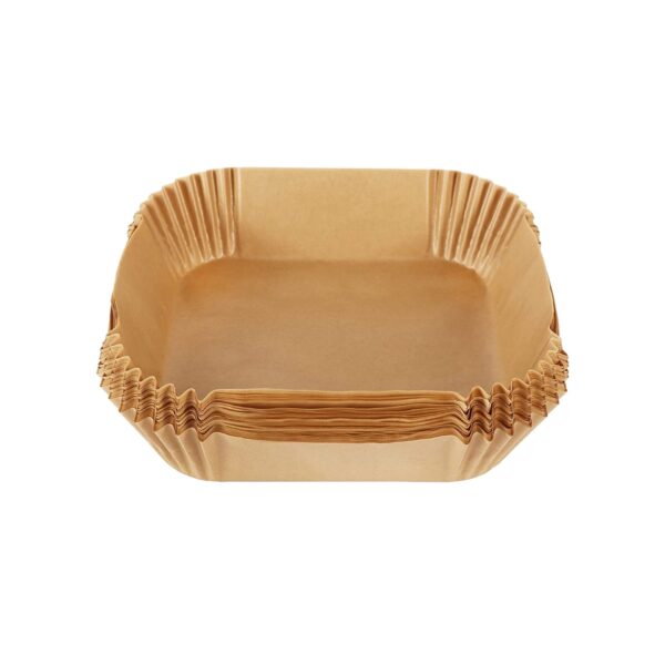 SQ Professional Kitchen Baking Brown Paper Air Fryer Liners Square 16 x 16 x 4.5 cm 50pcs 10612 (Parcel Rate) - Image 2
