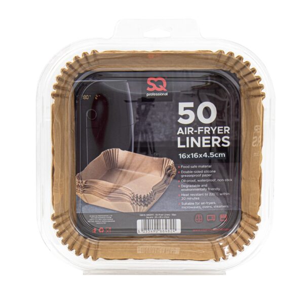 SQ Professional Kitchen Baking Brown Paper Air Fryer Liners Square 16 x 16 x 4.5 cm 50pcs 10612 (Parcel Rate) - Image 4