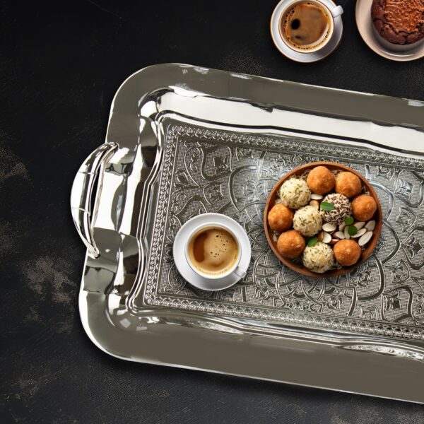 SQ Professional Durane Ornate Party Serving Tray Silver 5470XNN Set of 3 Oblong 10974 (Big Parcel Rate) - Image 3