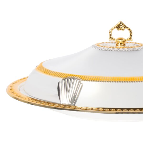 SQ Professional Durane Ornate Party Food Serving Cloche with Tray Silver 58338LSG 42 x 57 x 12 cm Oval 11201 (Big Parcel Rate) - Image 3