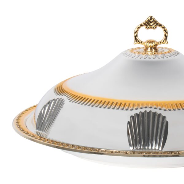 SQ Professional Durane Ornate Party Food Serving Cloche with Tray Silver 58328XLSG 48 x 48 x 12.5 cm Round 11203 (Big Parcel Rate) - Image 3