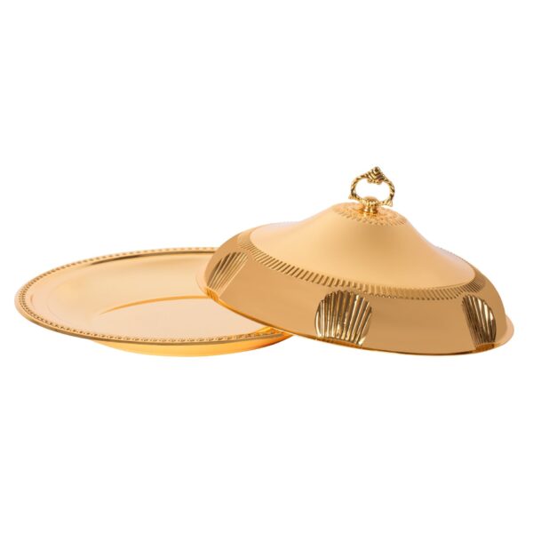 SQ Professional Durane Ornate Party Food Serving Cloche with Tray Gold 58328XLFG 48 x 48 x 12.5 cm Round 11204 (Big Parcel Rate) - Image 2