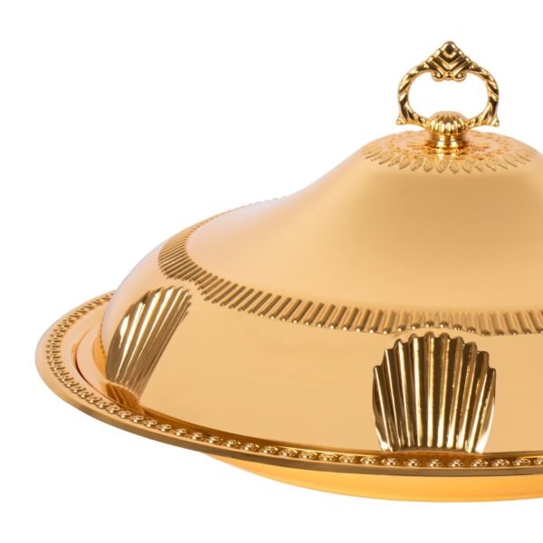 SQ Professional Durane Ornate Party Food Serving Cloche with Tray Gold 58328XLFG 48 x 48 x 12.5 cm Round 11204 (Big Parcel Rate) - Image 3